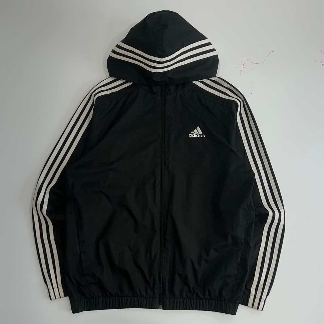 Adidas 아디다스 삼각로고 불랙 후드 바람막이 상품이미지4