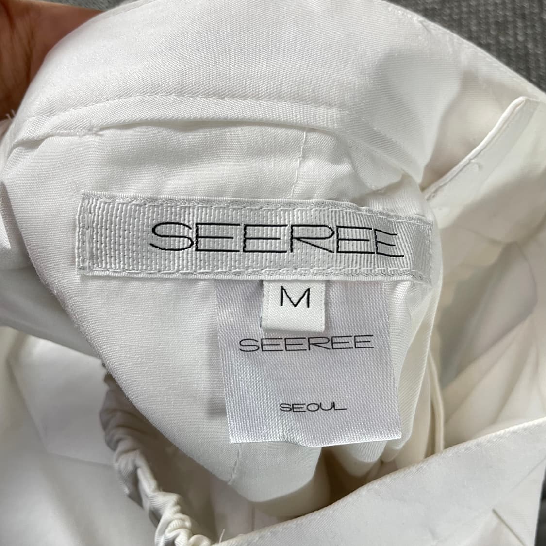 (밴딩) SEEREE 화이트 핀턱 코튼 슬랙스 M 상품이미지3