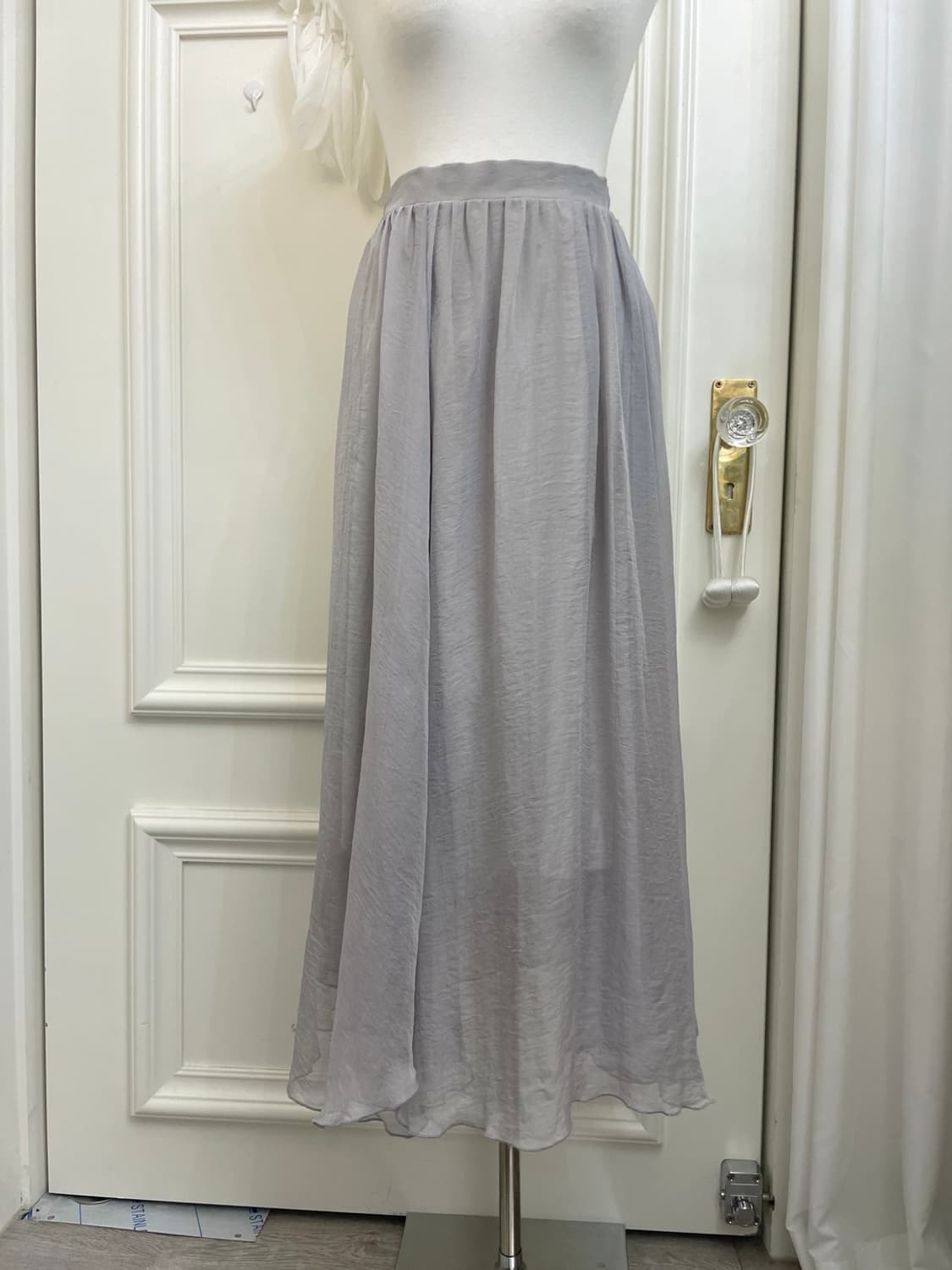sheer gray beutiful banding long skirt 상품이미지5