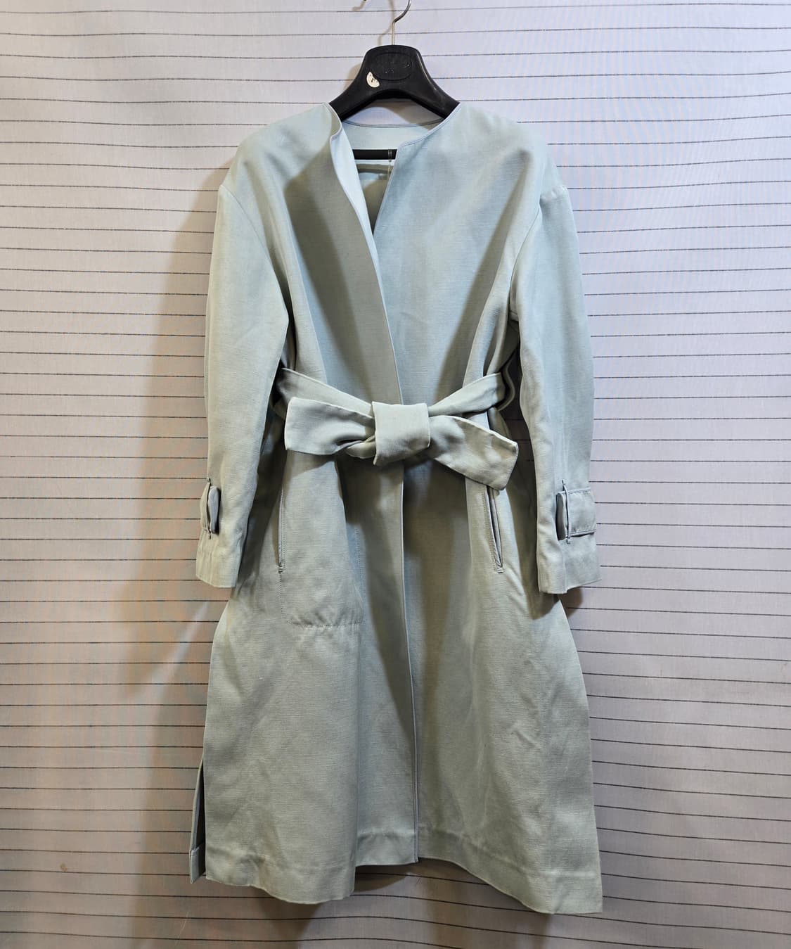 마인 벨트 랩 스타일 코트 민트색 상품이미지1