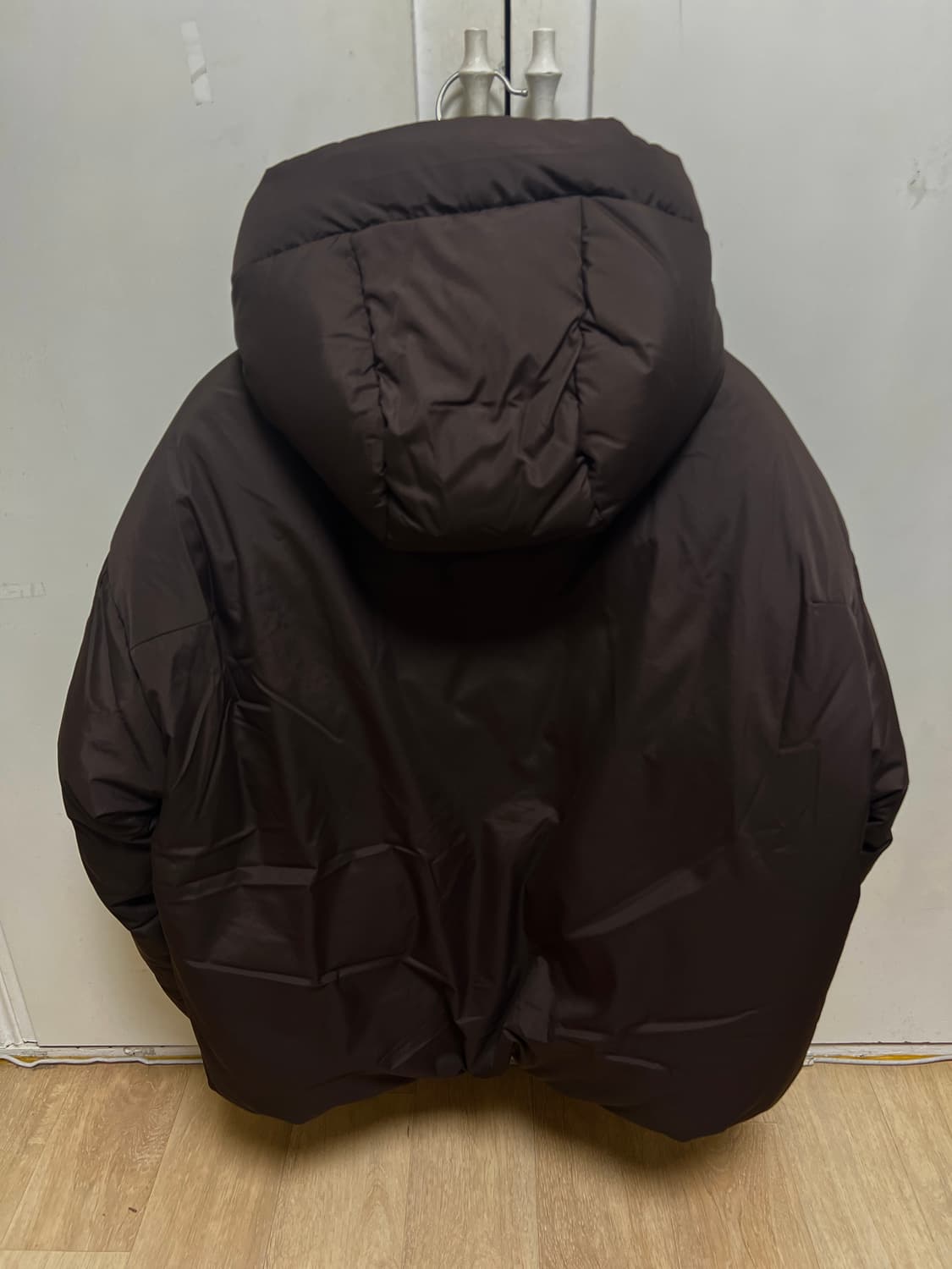 [M] 드로우핏 미니멀 후론 후드 다운 자켓 체스트넛 브라운 상품이미지3
