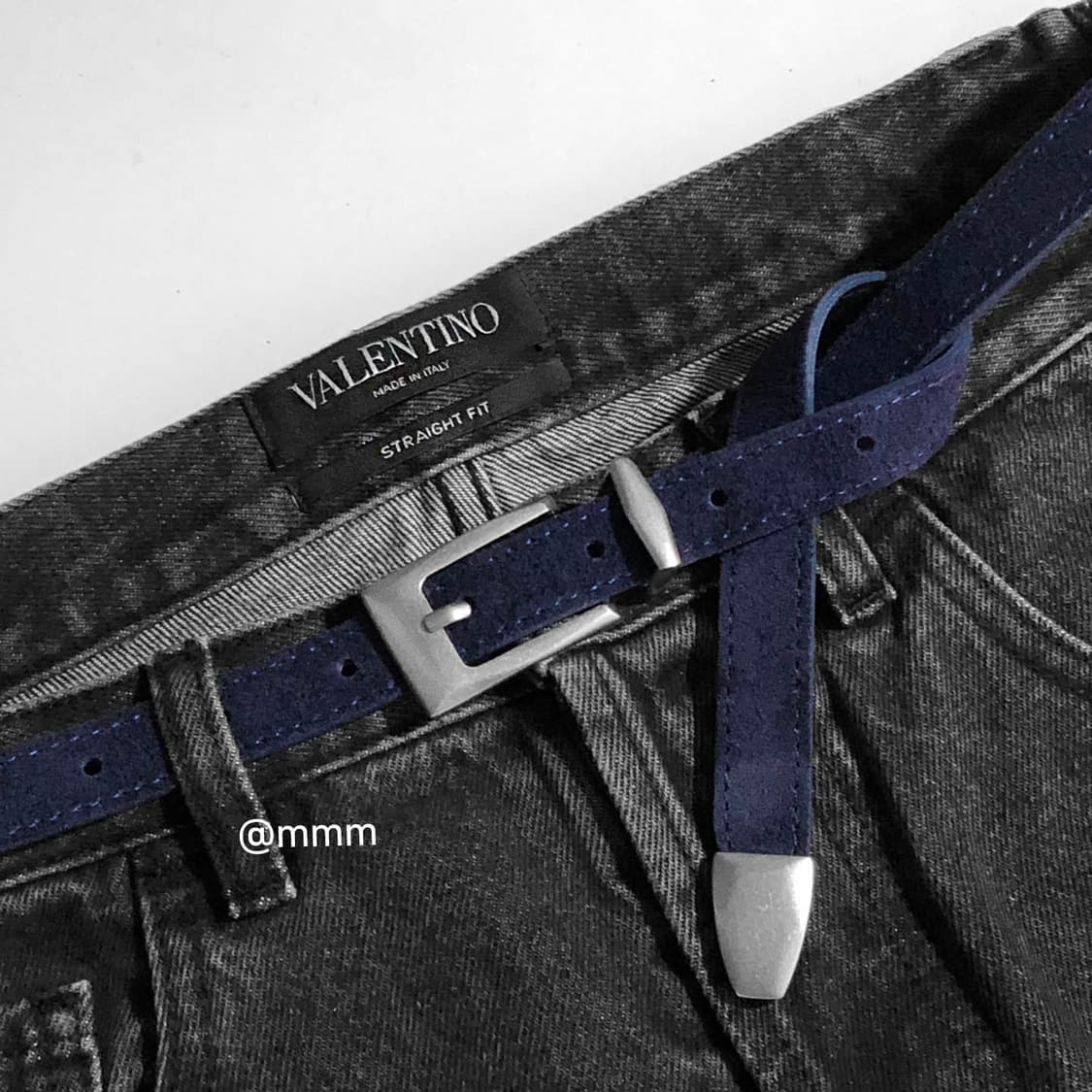 [Unisex]스퀘어 스웨이드 벨트 네이비 상품이미지2