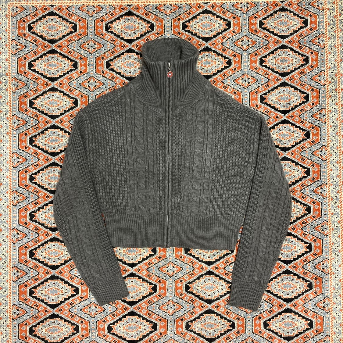 마크곤잘레스 그레이 꽈배기 크롭 니트집업 여성F 상품이미지1