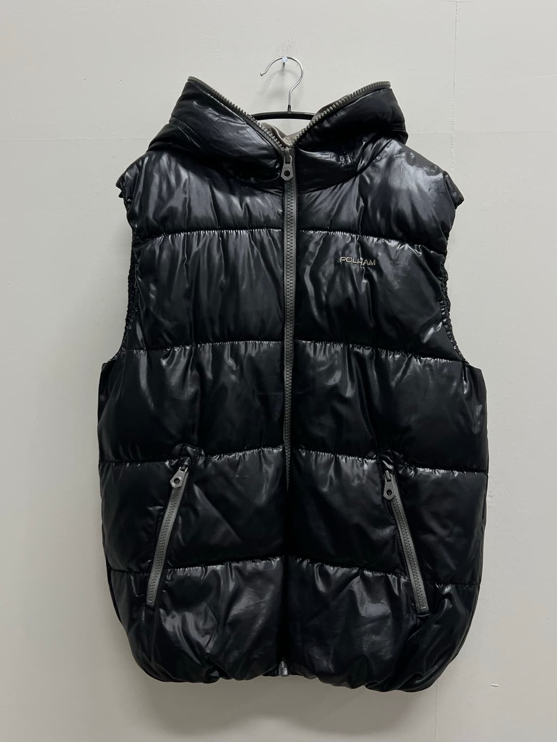 폴햄 유광 솜패딩 조끼 블랙 상품이미지2