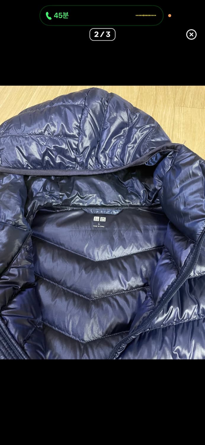 유니클로 경량패딩 후드 네이비 L 상품이미지2