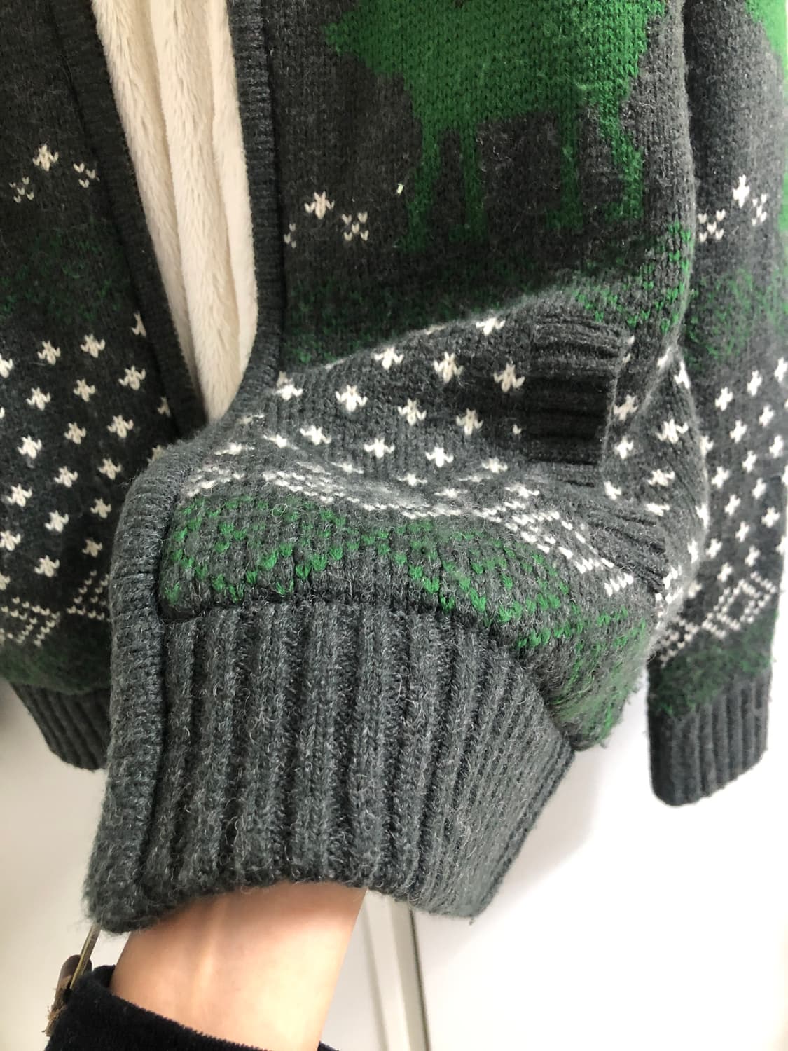 ADEN 토끼털 니트 후드 집업 상품이미지3