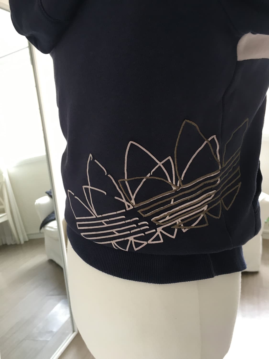 아디다스 네이비 y2k 백로고 후드집업 상품이미지3