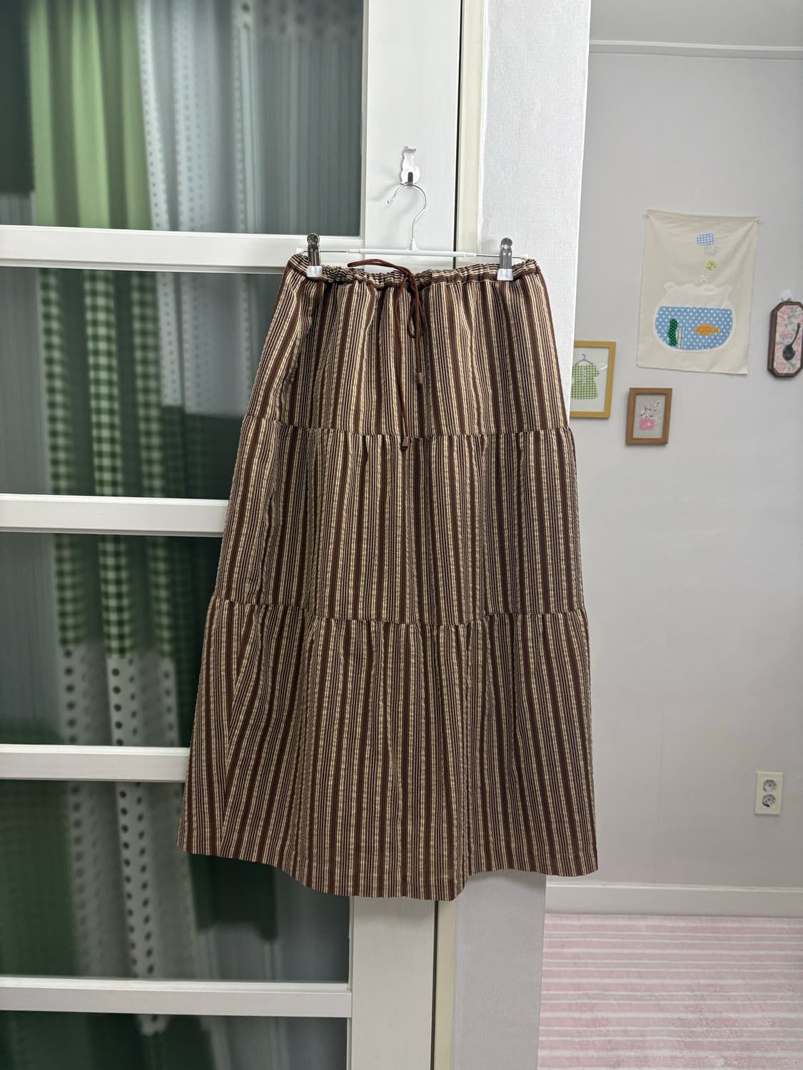 브라운 스트라이프 스커트 상품이미지6