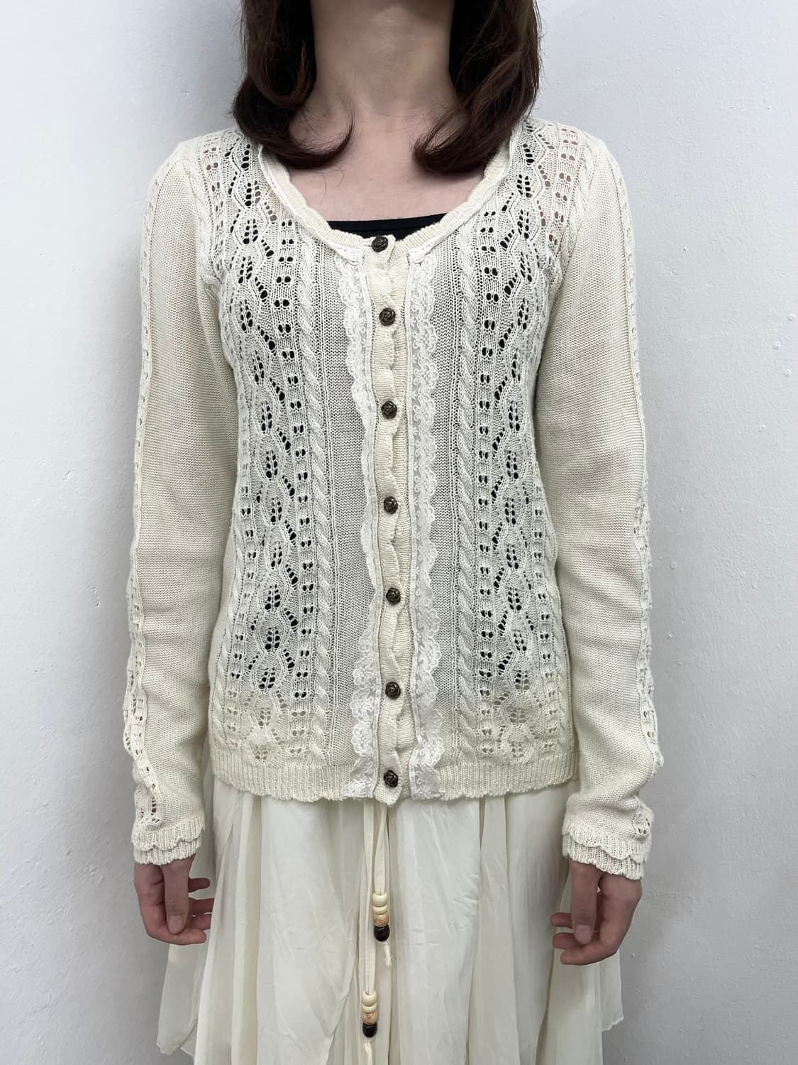 액시즈팜 크림 로즈 엔틱 가디건 상품이미지1