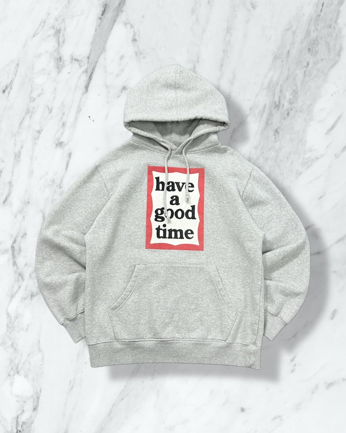 헤브어굿타임 그레이 빅로고 후드티  상품이미지1