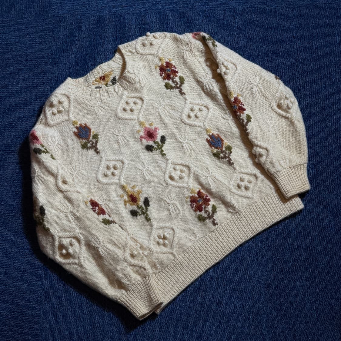 모리걸 빈티지 플라워 니트 스웨터 상품이미지1