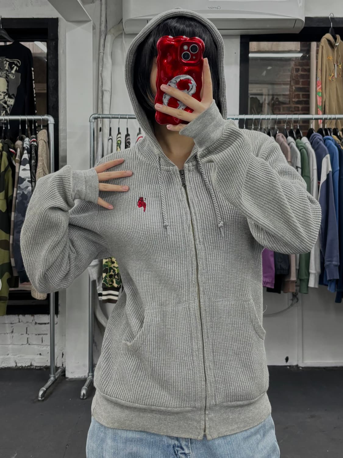 히스테릭 글래머 데빌걸 와플 후드집업 상품이미지3