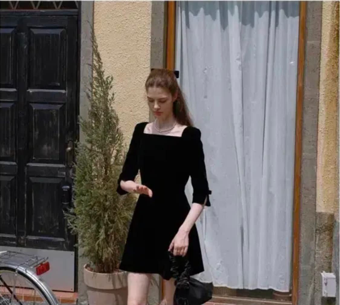 플로움 벨벳 리본 드레수 상품이미지3