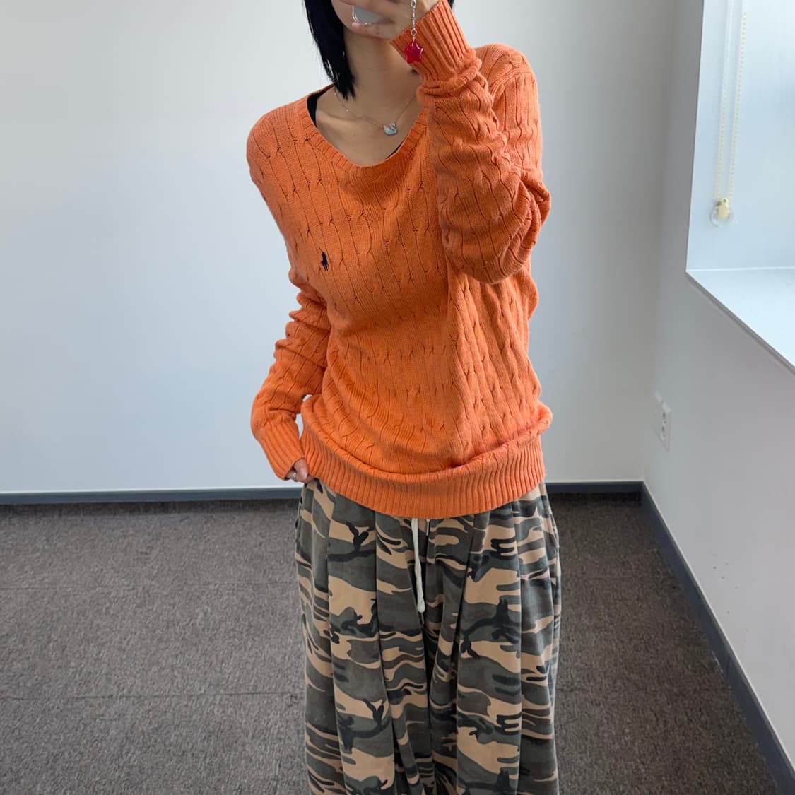 Polo 폴로 네이비 포니 오렌지 케이블 니트  상품이미지2