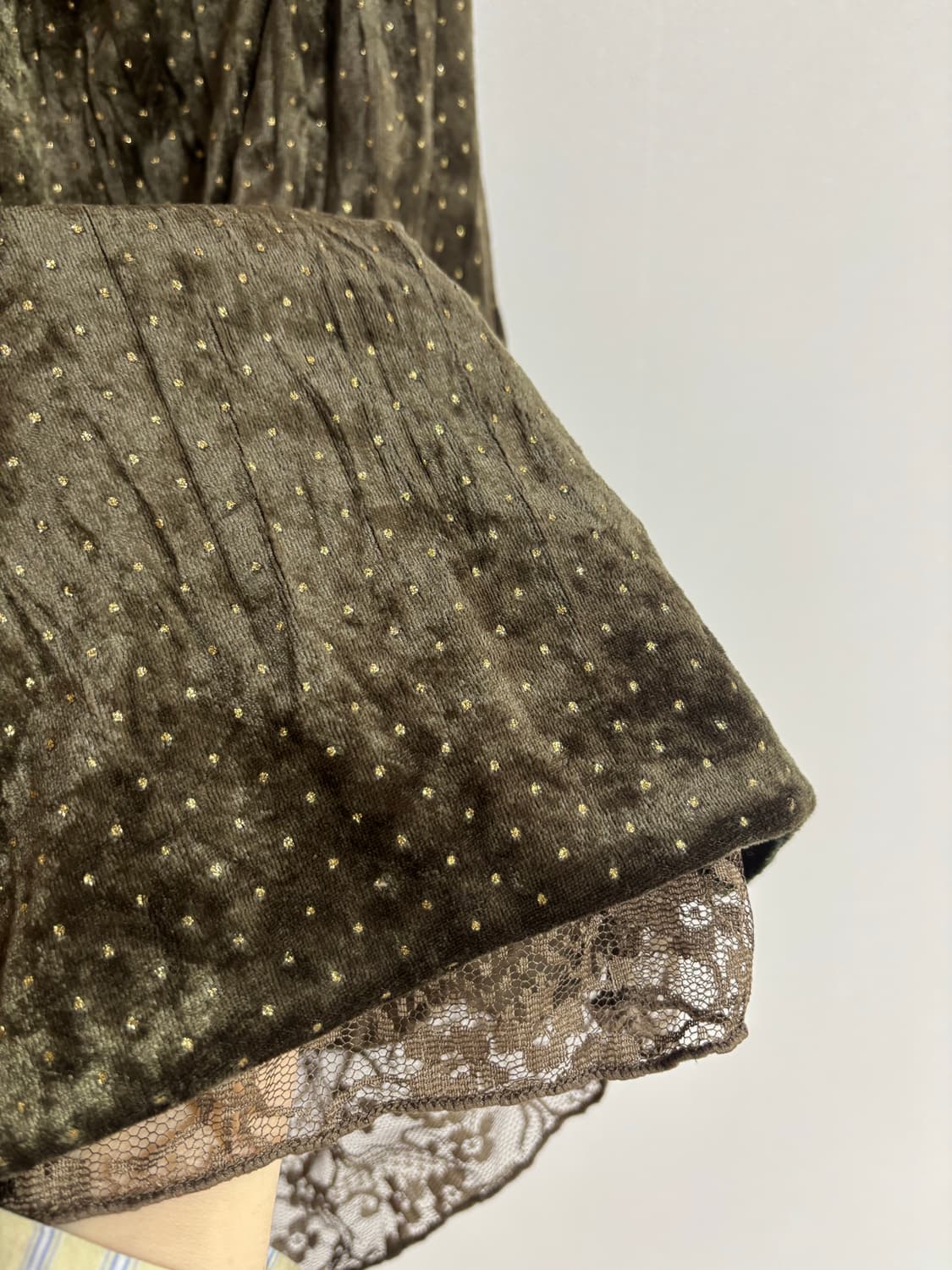빈티지) 벨벳 도트 레이스 미디 스커트 상품이미지3