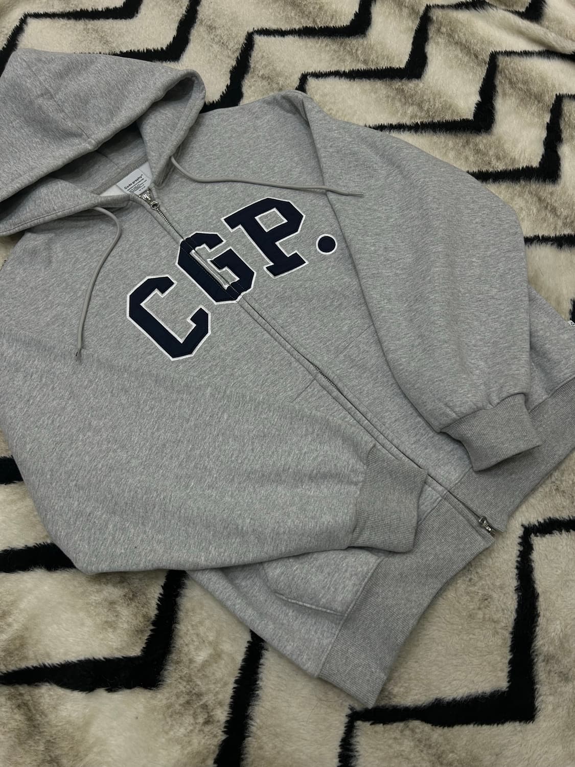 [M]코드그라피 2Way 오버핏 후드집업/그레이/기모 상품이미지3