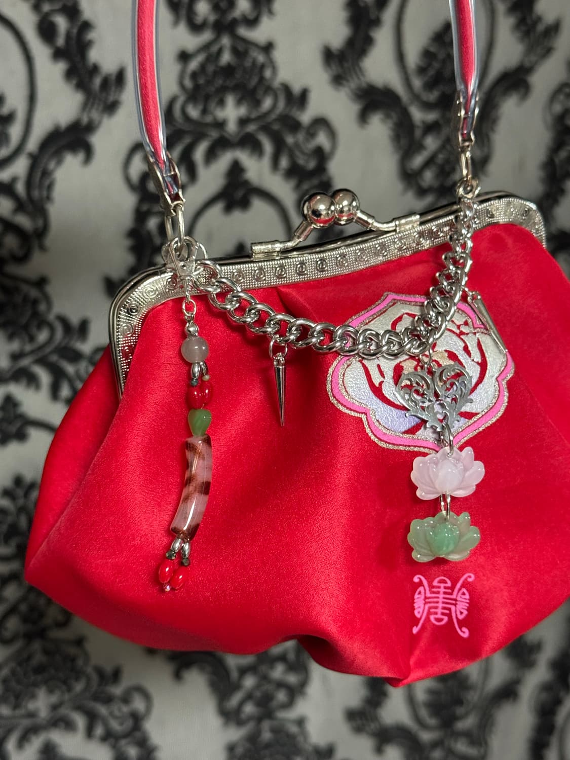오리엔탈 연꽃키링 레드복조리 백 체인메이드 상품이미지10