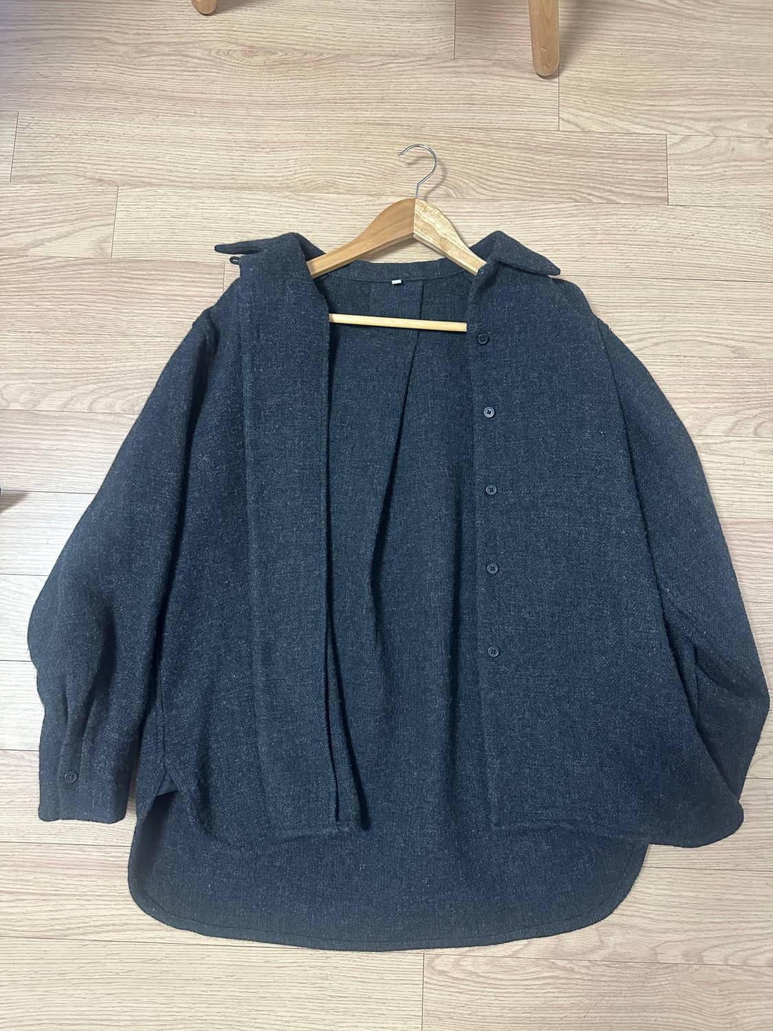 무인양품 울 혼방 셔츠형 자켓 M 차콜 상품이미지1