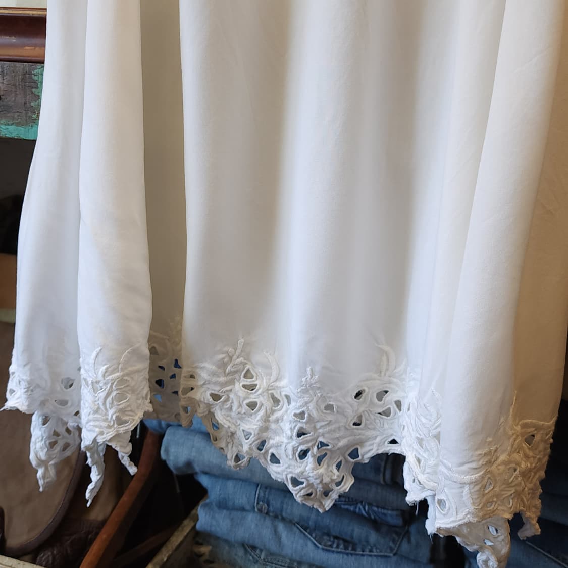 90s 빈티지 스커트 유럽  화이트 스커트 자수 밑단 빅사이즈 스커트3x 상품이미지4