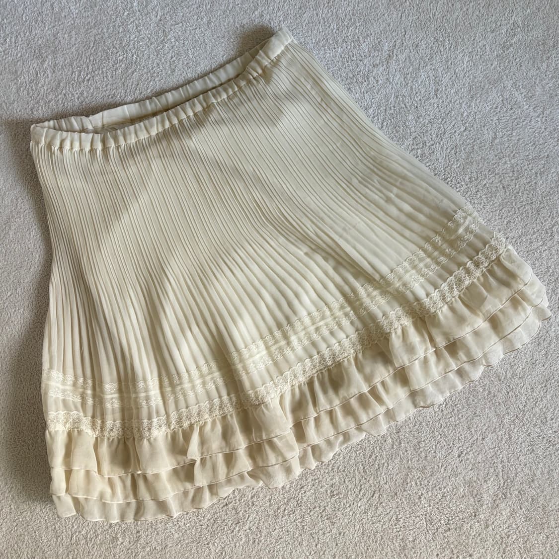 일본빈티지 GARCON DEUX 아이보리 프릴 레이스 스커트 상품이미지4