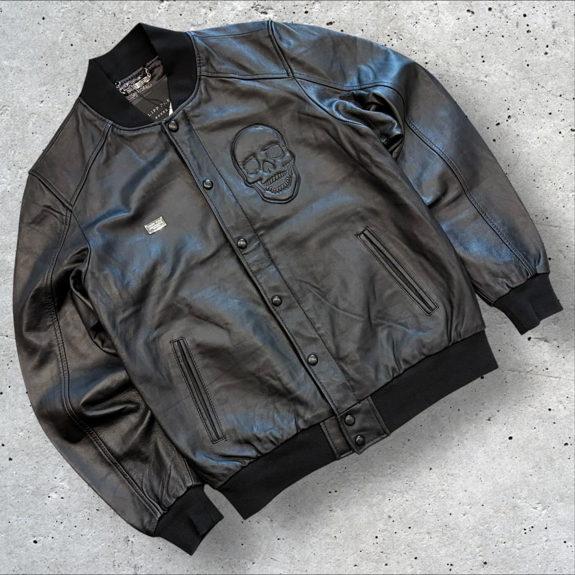 [L] 필립플레인 해골 램스킨 가죽 봄버 자켓 C659 상품이미지1