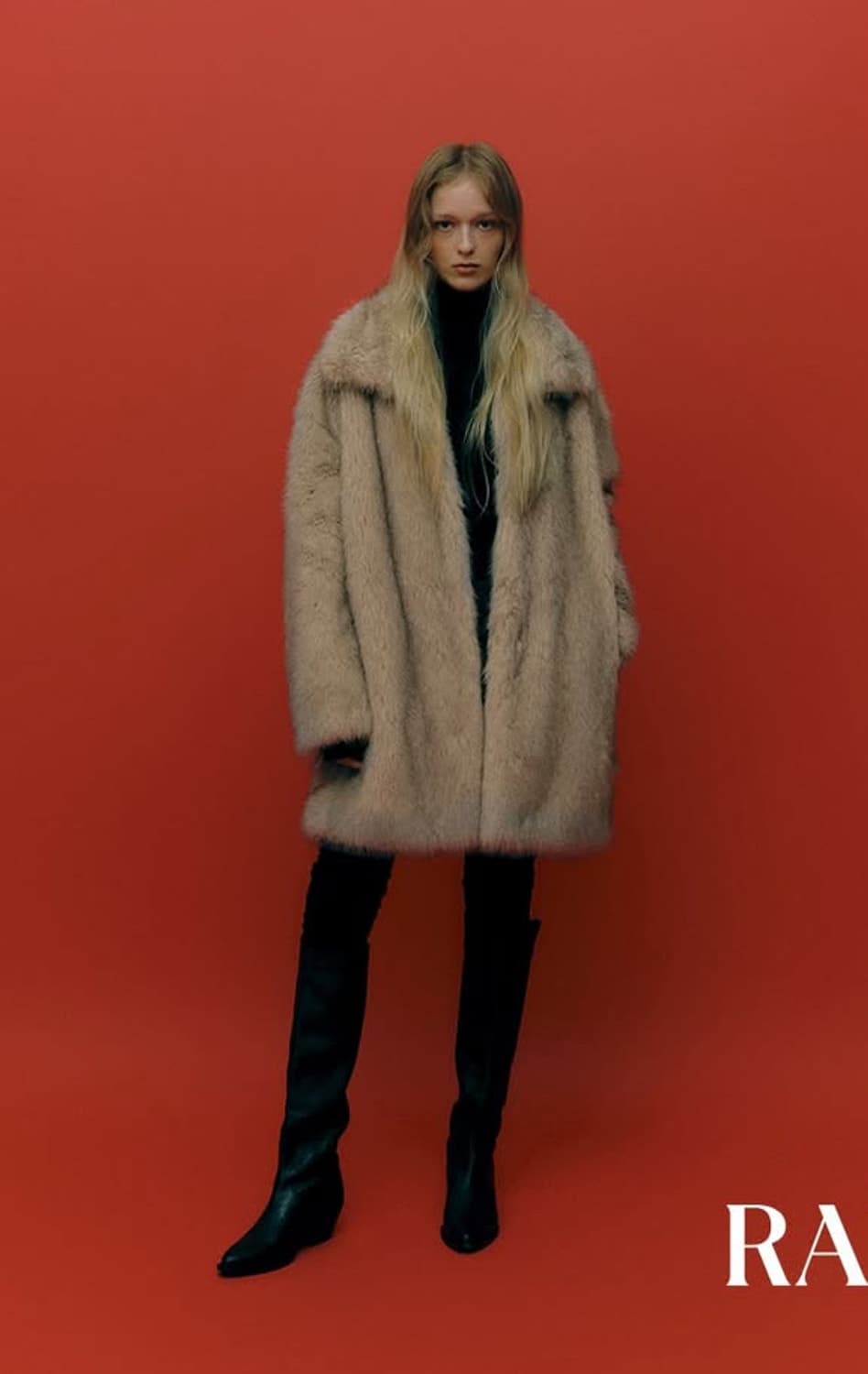 레이브 High neck Soft Fur Jacket in Brown 상품이미지3