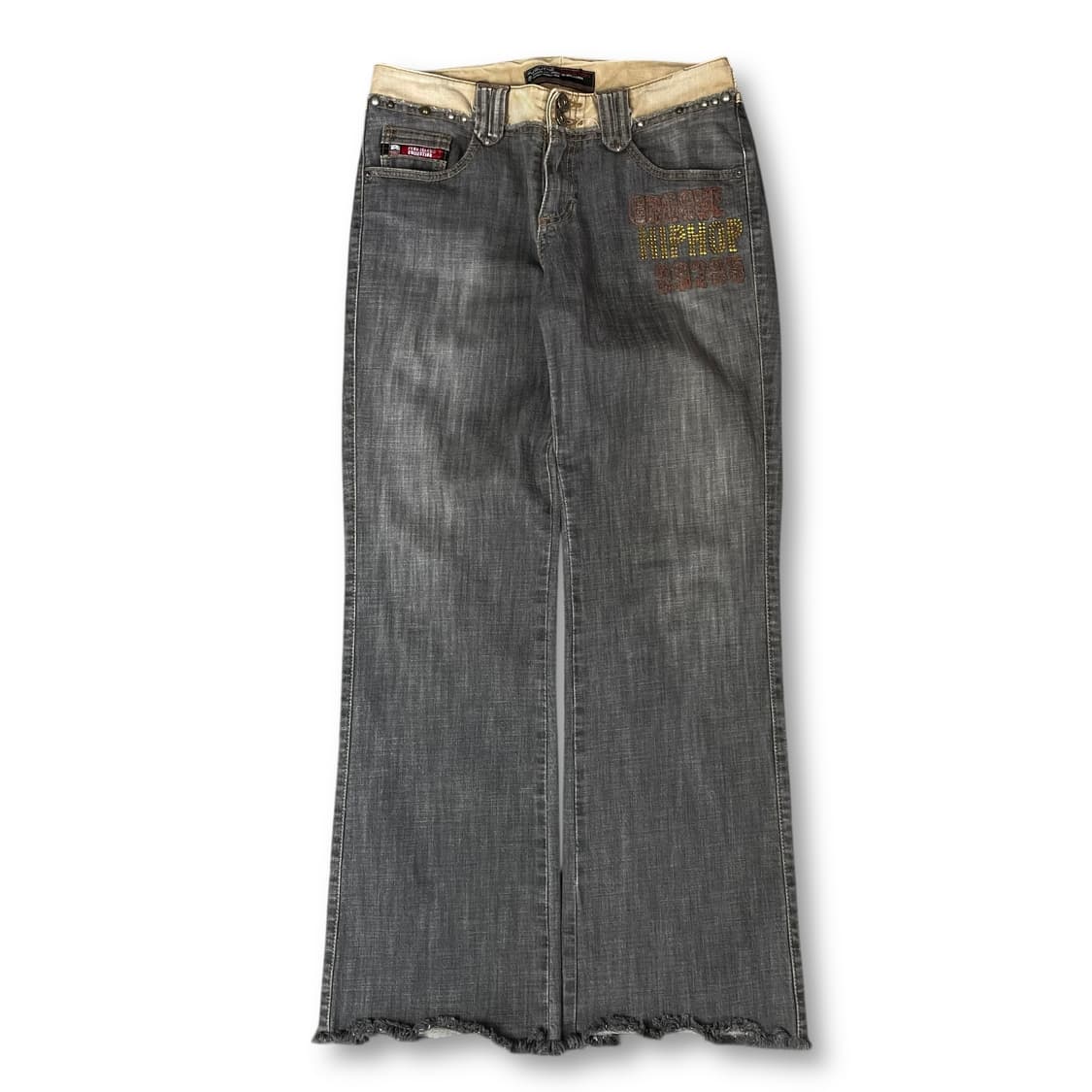 (29) 후부 그레이 큐빅 포인트 데님 팬츠 세미부츠컷 상품이미지1