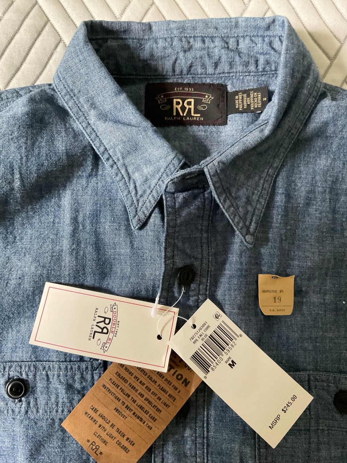 RRL 더블알엘 인디고 샴브레이 워크셔츠 M 상품이미지2
