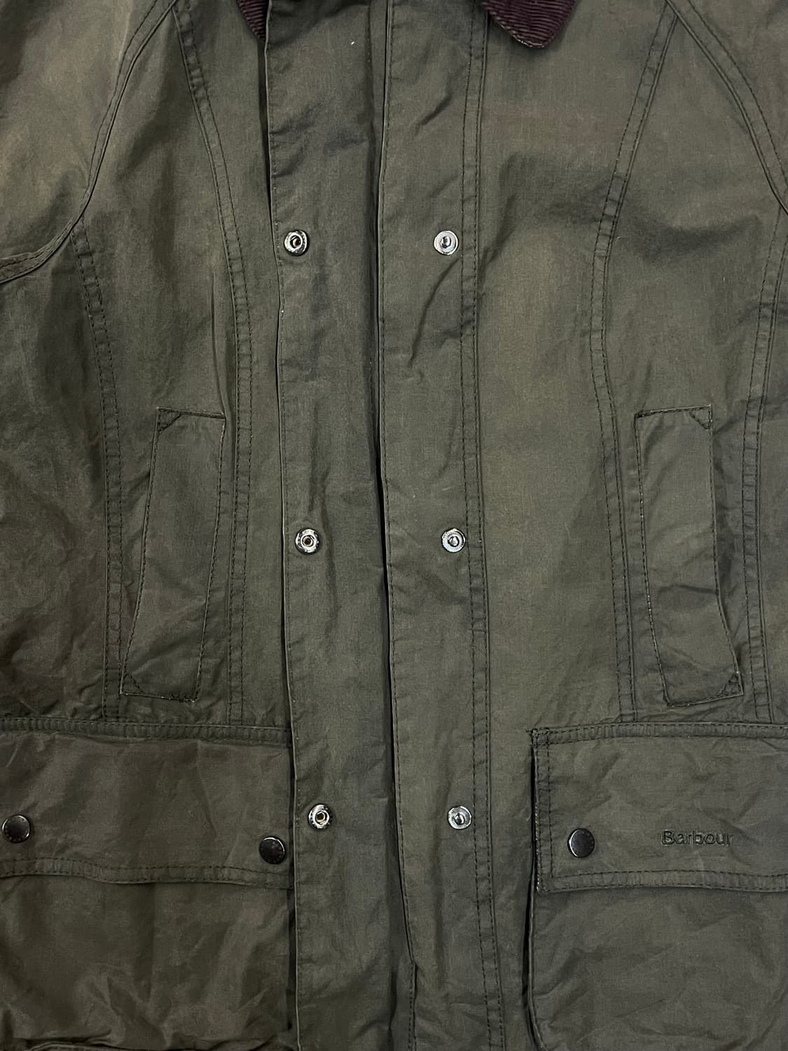 바버 골덴 카라 왁스 자켓 카키 38 #csz1969 상품이미지7