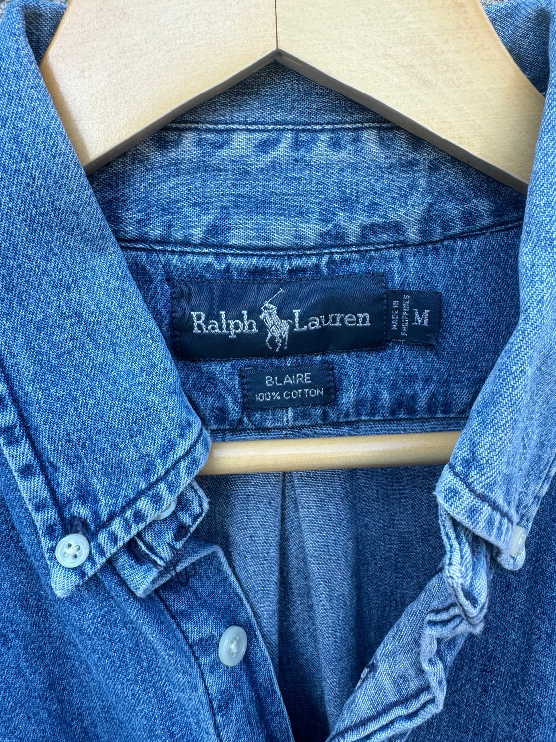 90s 폴로 랄프로렌 빈티지 blaire 페이딩 데님 셔츠 m 상품이미지5