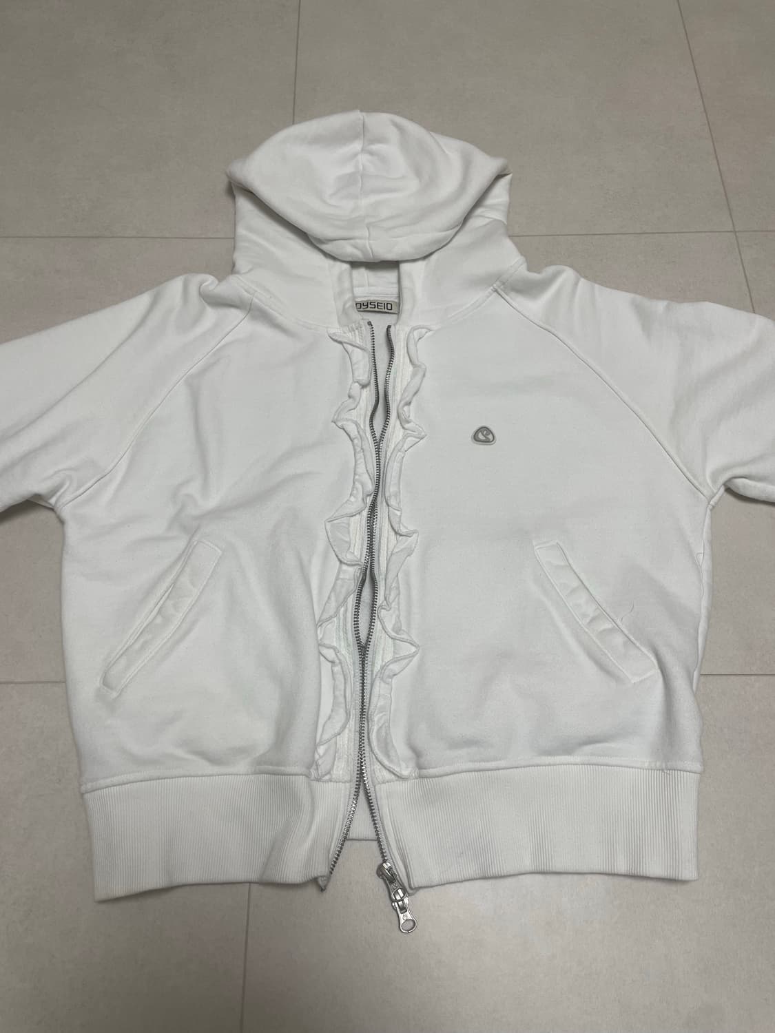 코이세이오 러플 레이스 후드 집업 화이트 상품이미지2