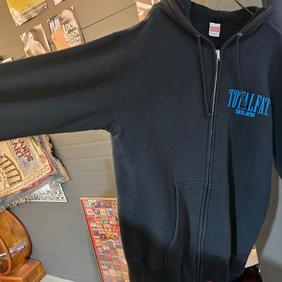 밴드 후드티 토탈패트 스컬 프린팅 후드집업 블랙 XL 오버핏 상품이미지6