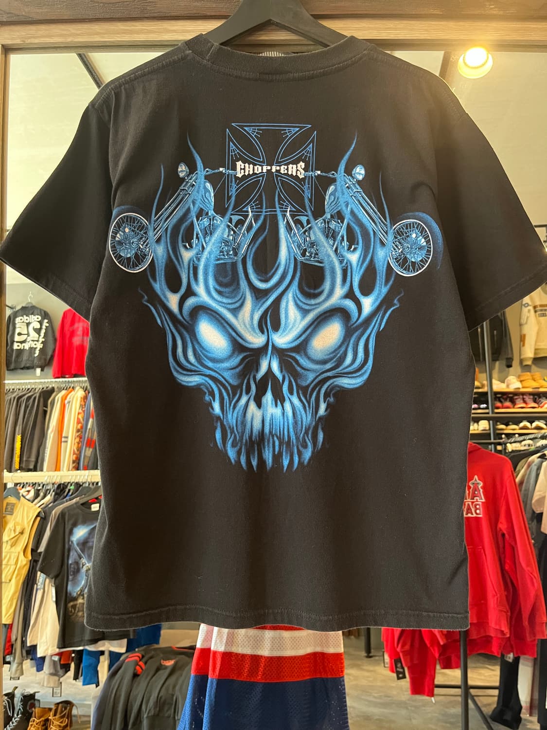 WEST COAST CHOPPERS 블랙 블루 바이크 스컬 초퍼 빅프린팅 상품이미지4