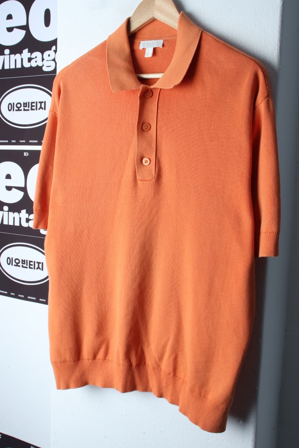 (S-L) 코스 반팔 카라 티셔츠 니트 오렌지 헤비 놈코어-H33579 상품이미지1