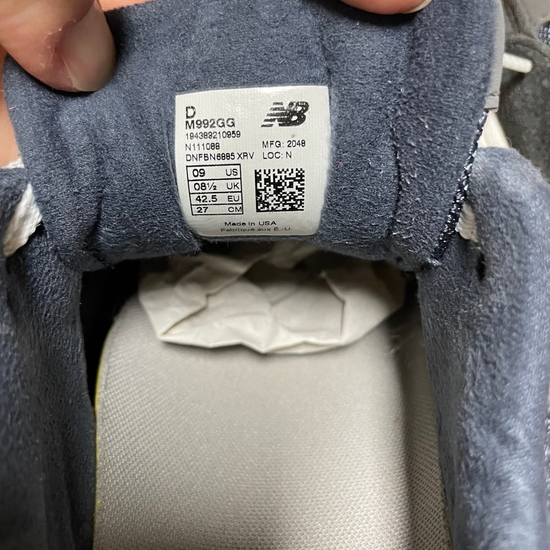 뉴발란스992 메이드인 USA 네이비 D스탠다드(M992GG)/270 상품이미지8