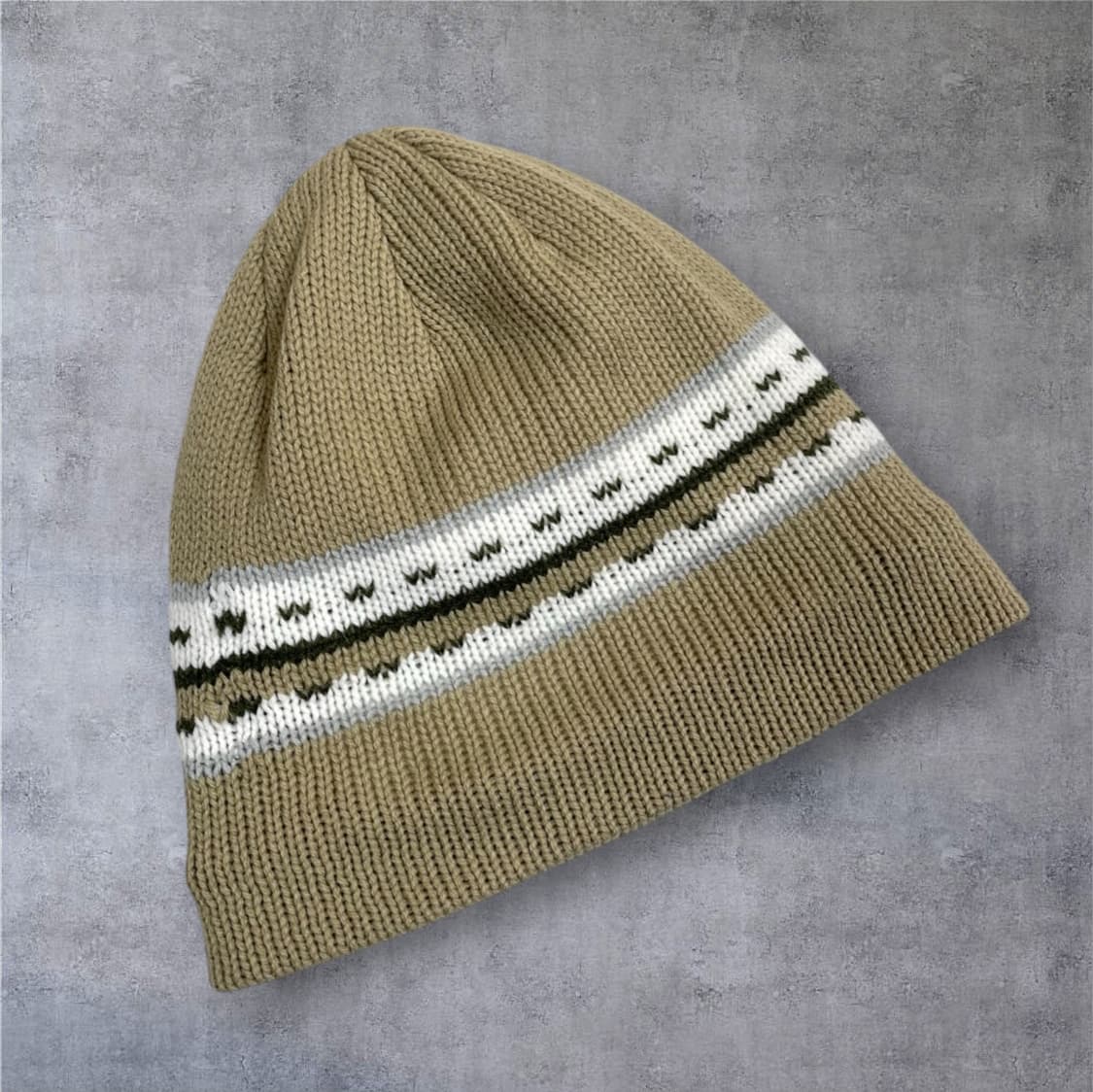 일본 빈티지 베이지 플리스 니트 비니 ONE SIZE 상품이미지1