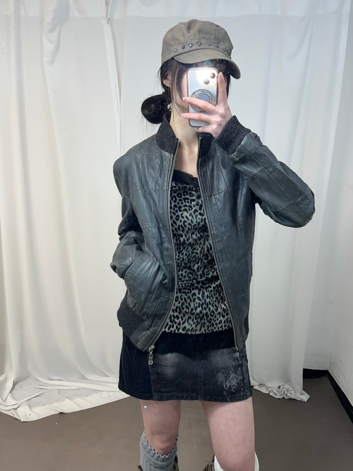 Dolce & Gabbana 다크그린 패치워크 레더 자켓 상품이미지4