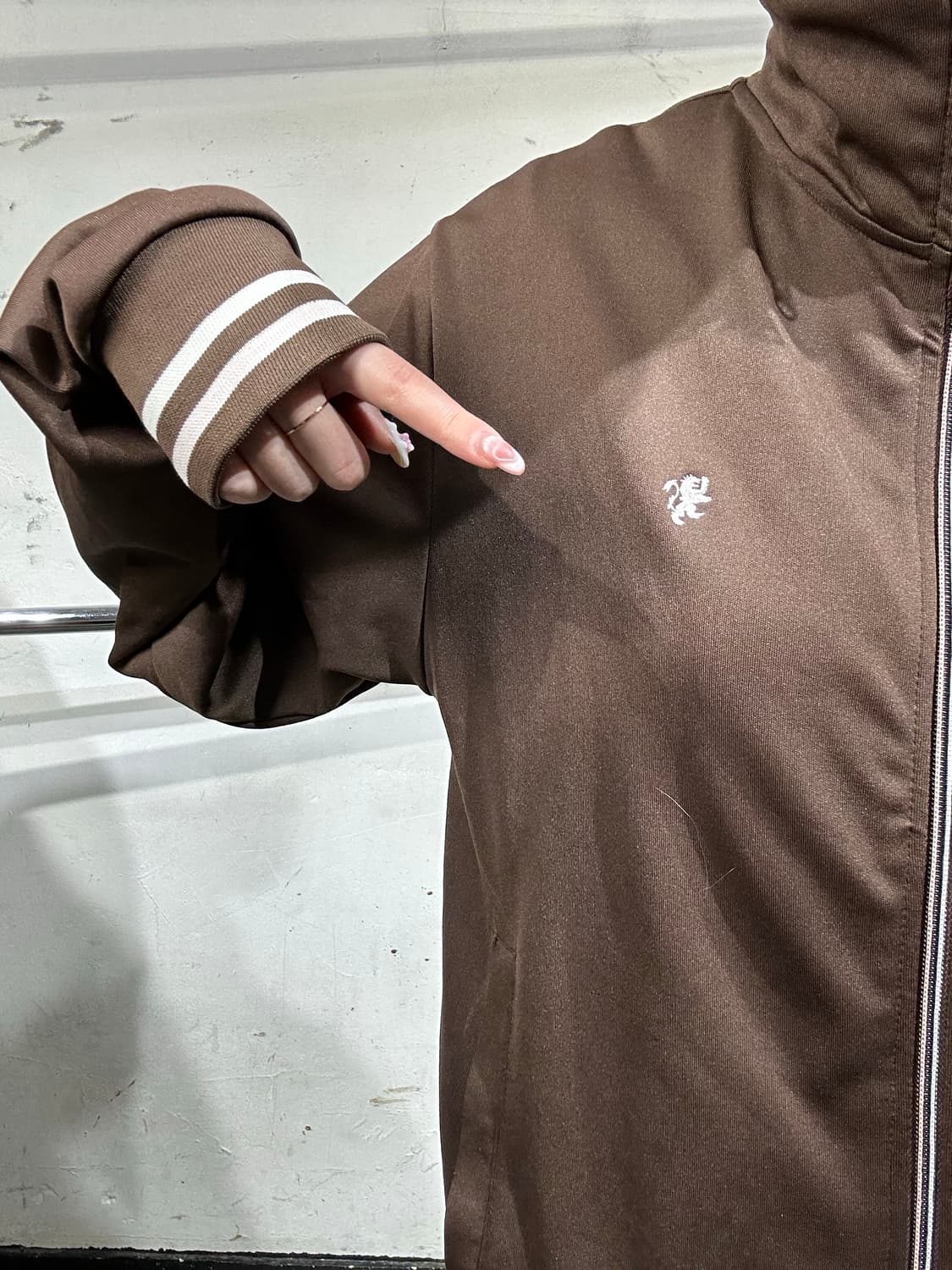 일본 빈티지 딥 브라운 오버핏 트랙탑 져지 L 상품이미지4