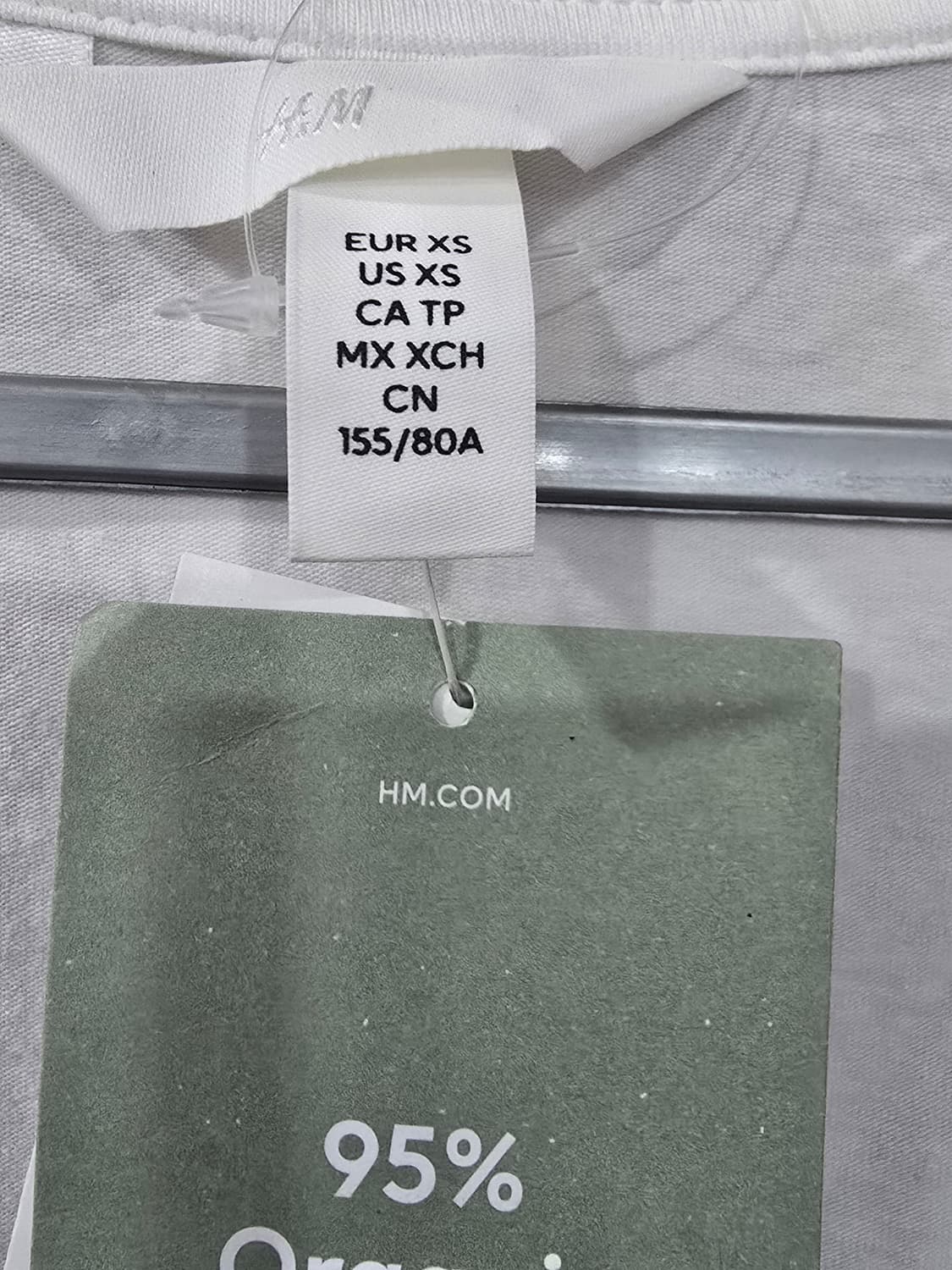 H&M 오가닉 코튼 화이트 긴팔 티셔츠 상품이미지2