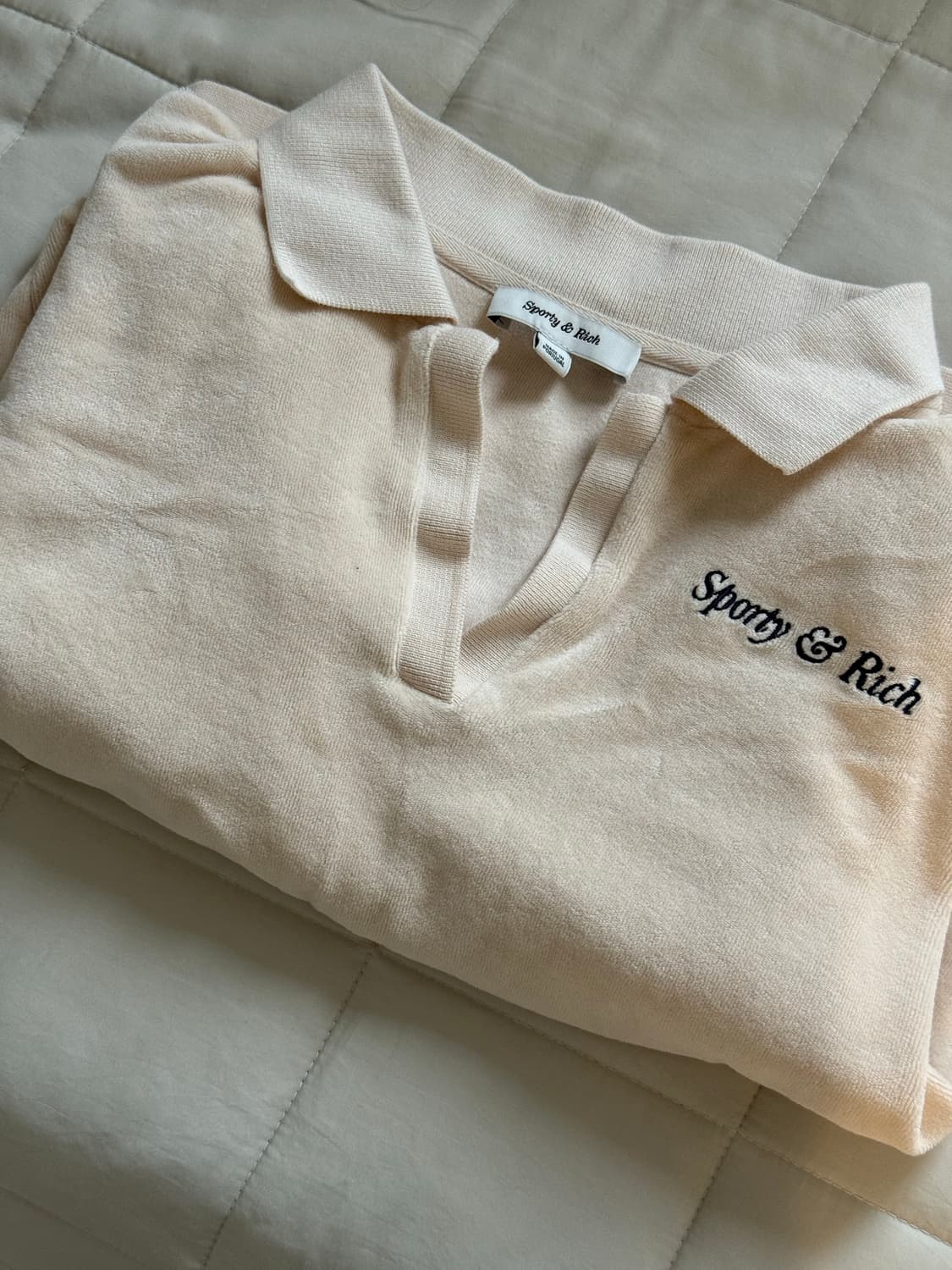 스포티앤리치 엠브로이더드 폴로 테리셔츠 크림컬러 M 미듐 상품이미지7