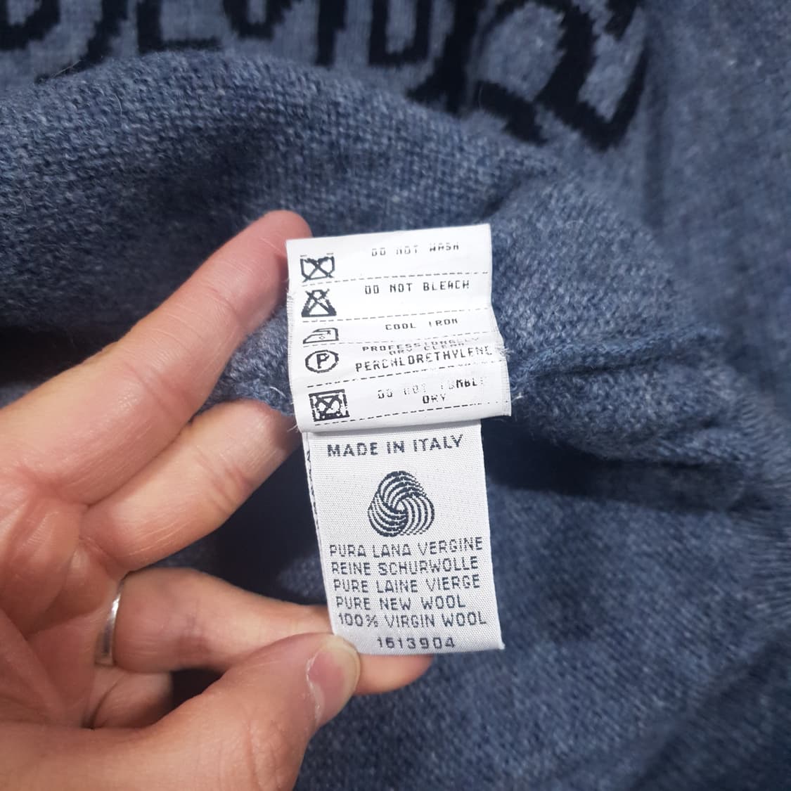 실측 XL 아이스버그 빅로고 퓨어 버진울 터틀넥 니트 스웨터 울마크 인증 상품이미지8