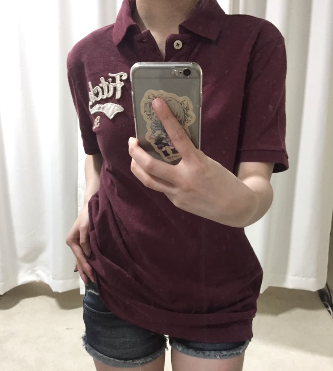 아베크롬비 버건디 카라 반팔 티 상품이미지1