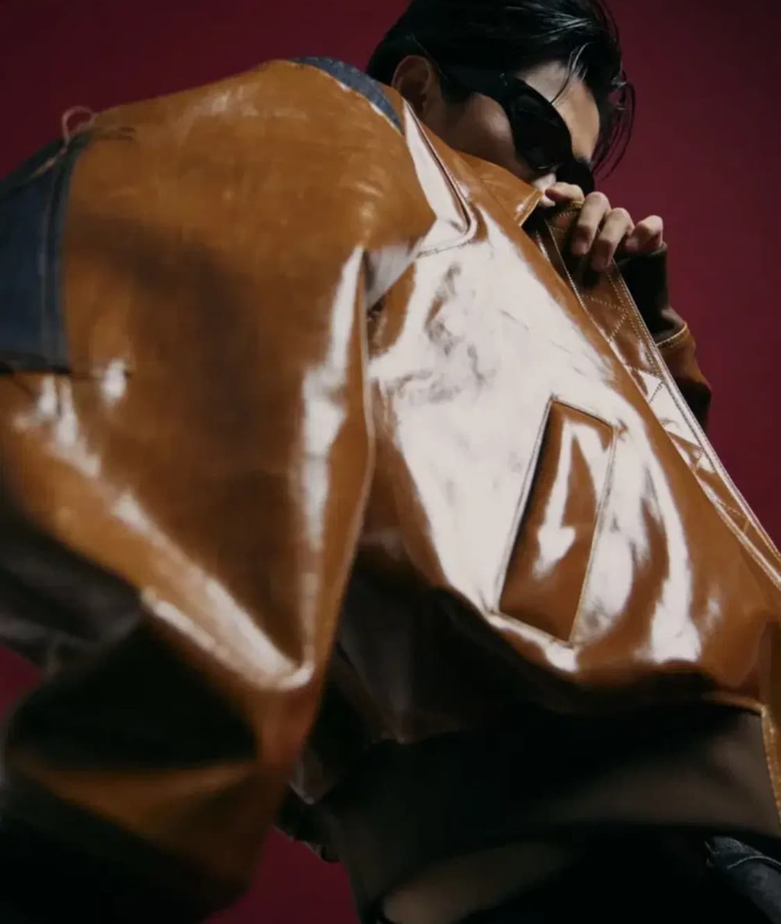 메종미네드 레더 패치 봄버 브라운 L 상품이미지2