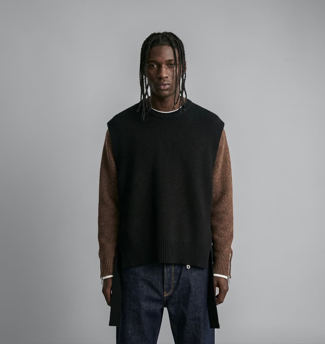 105/ 시스템옴므 밑단 절개 스웻 니트 베스트 상품이미지1