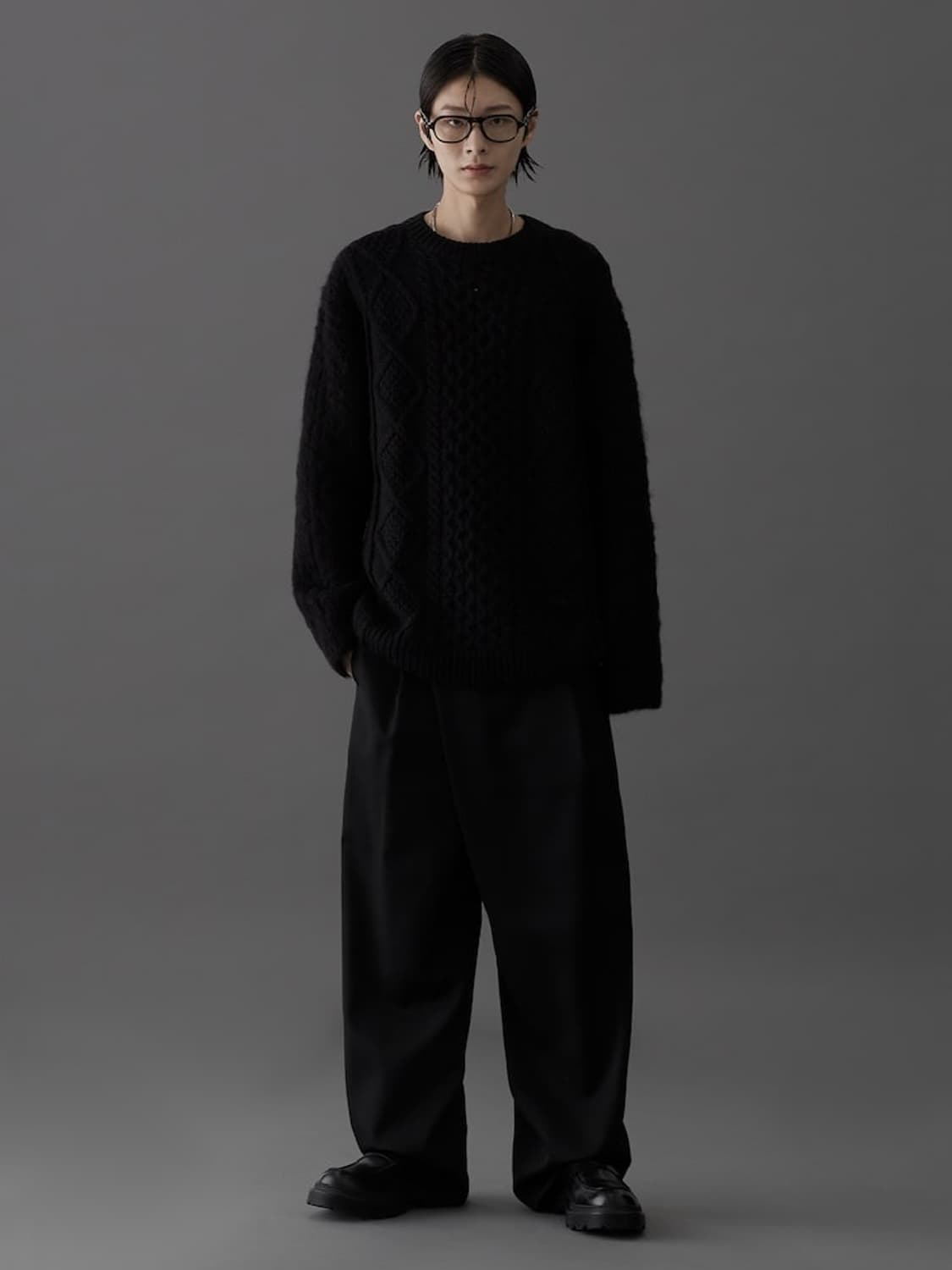 (L)24FW 준지  조직 믹스 풀오버 - 블랙(송중기니트) 상품이미지2