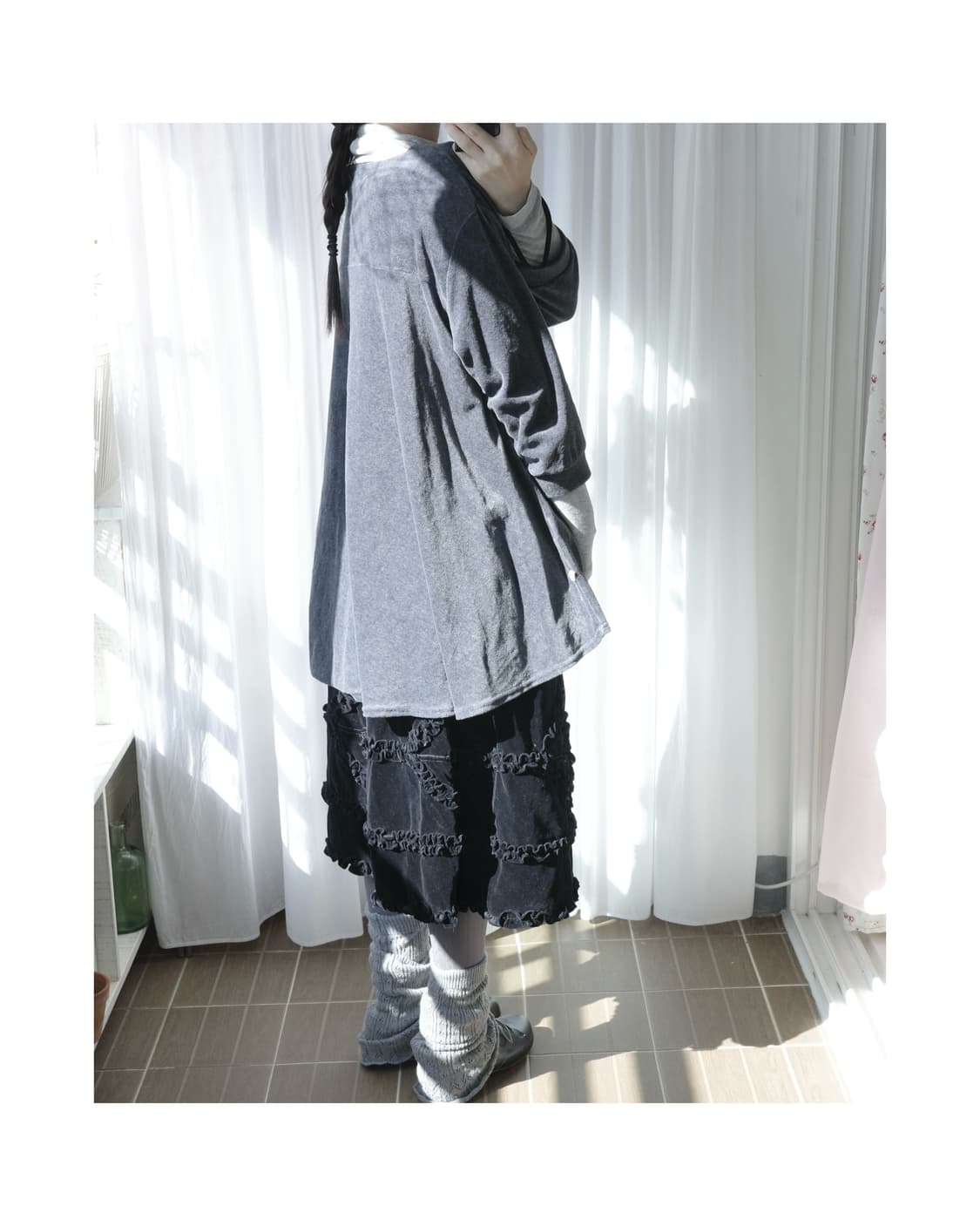 Grey shirring shirts 상품이미지3