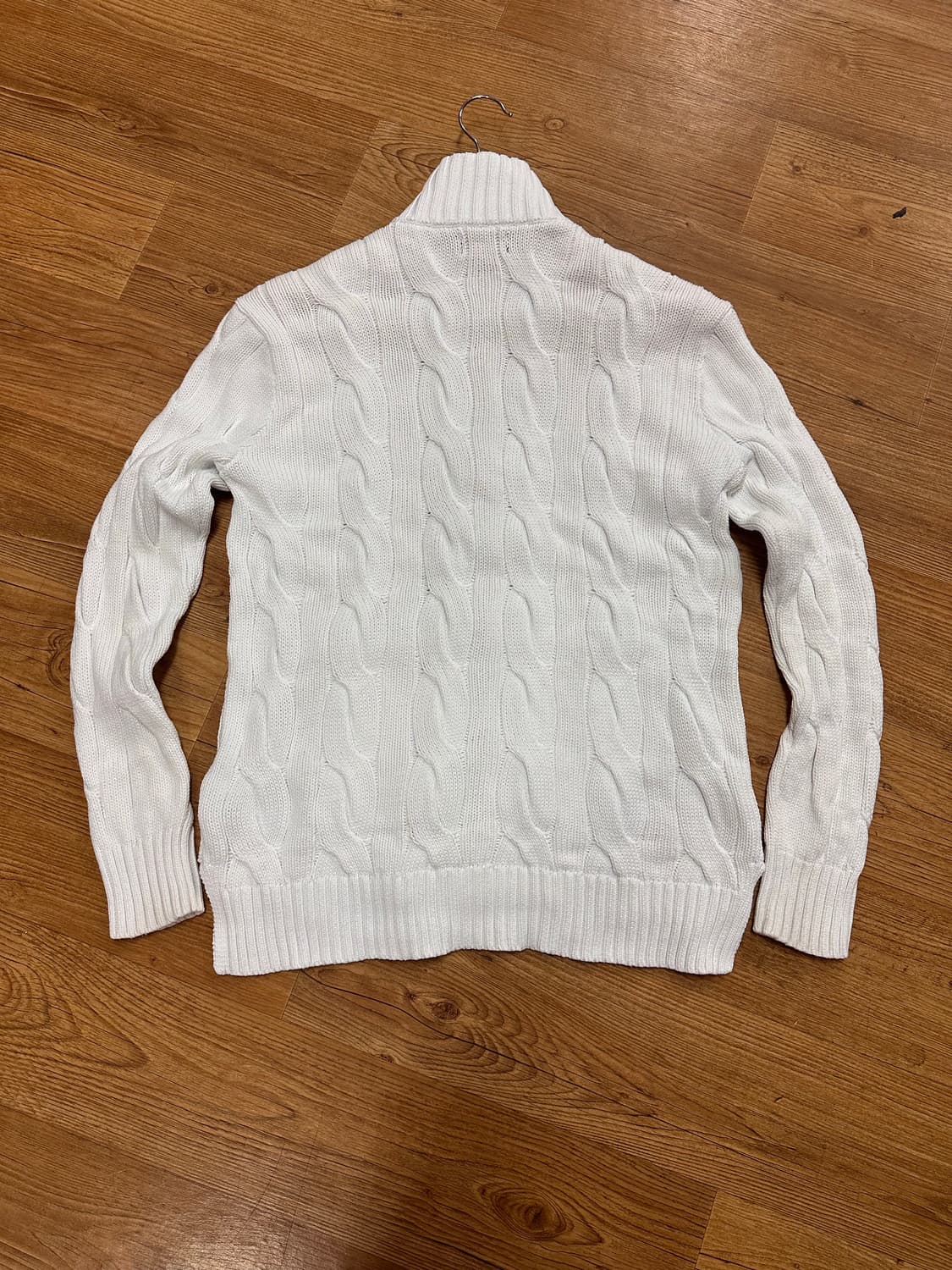 (S)폴로 케이블 니트 집업 화이트 상품이미지5