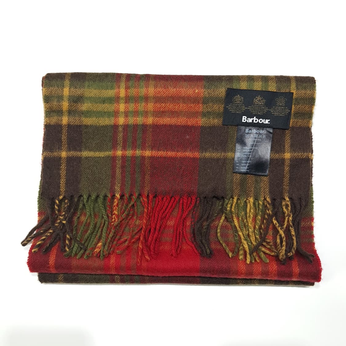 MX582 바버 램스울 타탄체크 올리브 머플러 목도리 상품이미지6