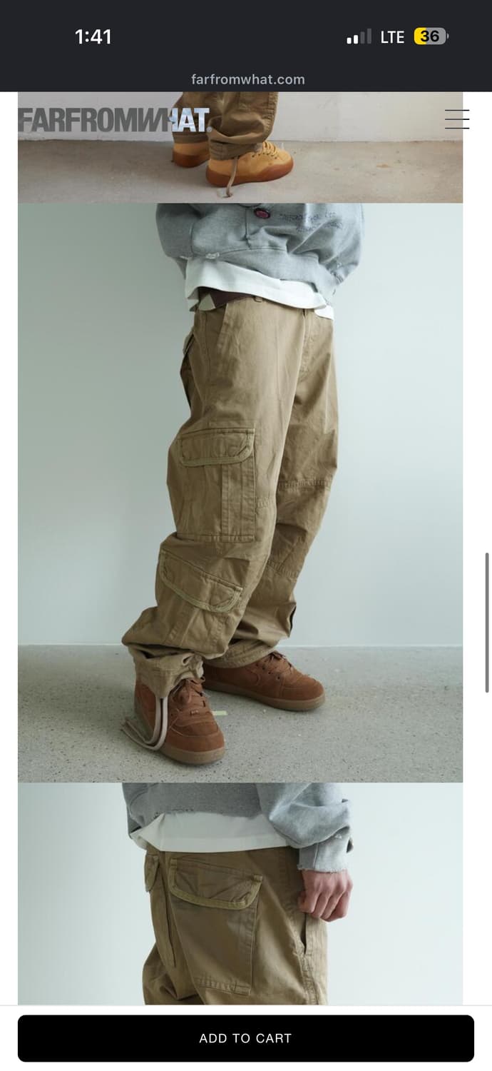 FARFROMWHAT 파 브이티지 카고 팬츠 베이지 상품이미지4