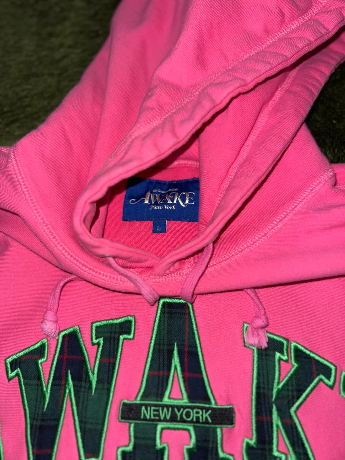[L] Awake NY 어웨이크 뉴욕 아플리케 로고 후디 핑크 상품이미지3